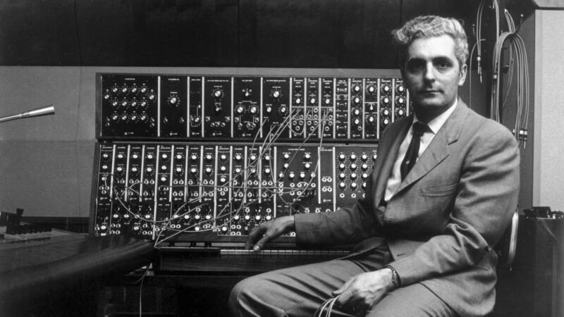 American inventor Robert Moog sitting in front of his Moog synthesiser in 1970. He and Carlos struck up a lifelong, mutually rewarding friendship. Photograph: Jack Robinson/Hulton Archive/Getty Images