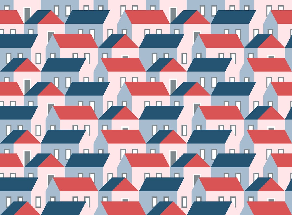 Seamless pattern of simple houses