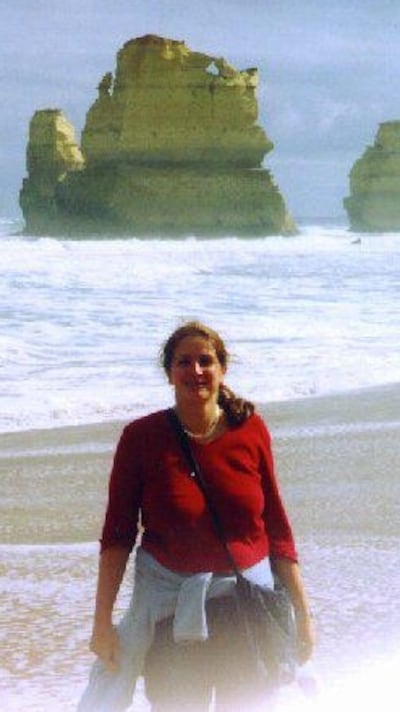 Genevieve Carbery at the '12 Apostles' sea stacks on the Great Ocean Road, Australia