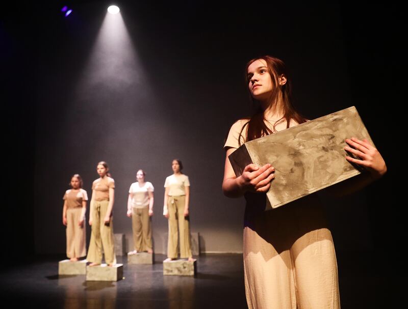 Members of Sutemos youth dance group at Unanimous 2023, annual all-Ireland youth dance showcase of DU Dance (NI). Sutemos will be taking part in Shift. Photograph: Jim Corr