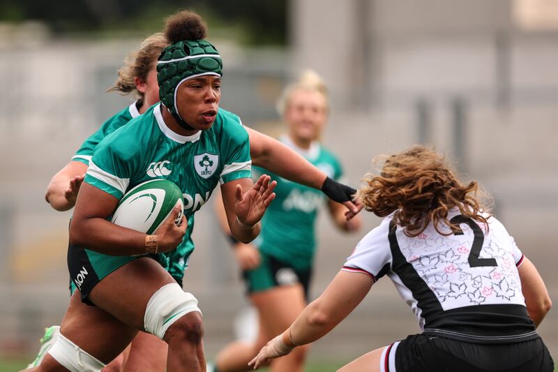 Ireland's Grace Moore at the warm-up match against Canada. Photograph: INPHO/ Ben Brady