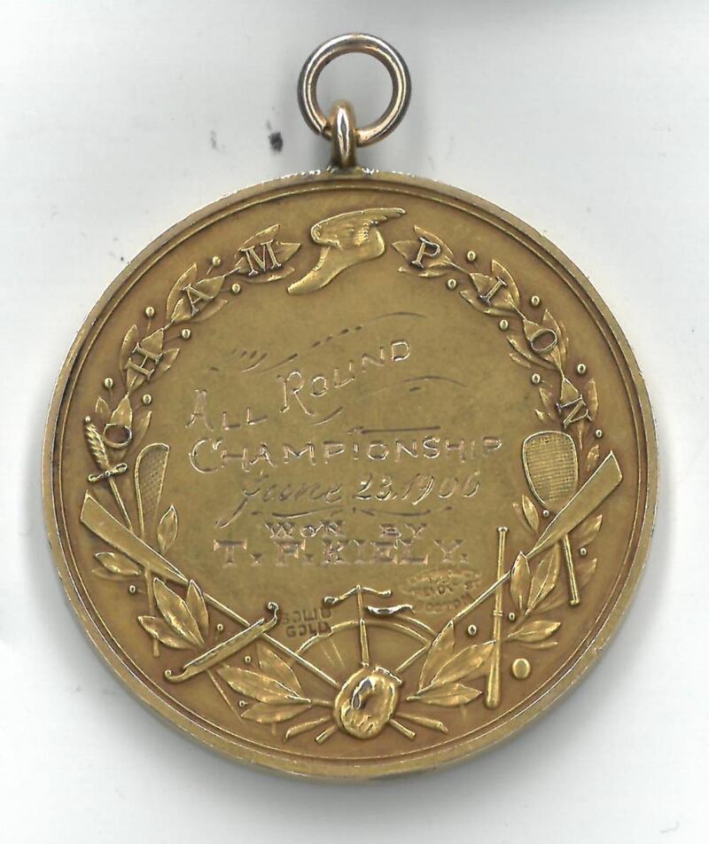 Lot 51: the gold medal won by Tom Kiely in 1906