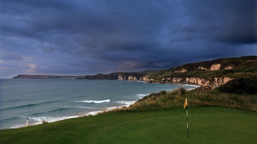 The green on the par 4, 5th hole ‘White Rocks’ on the Dunluce Course at Royal Portrush Golf Club. Photograph: David Cannon/Getty Images
