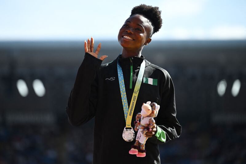 Nigeria's Favour Ofili. Photograph: Ben Stansall/AFP/Getty Images