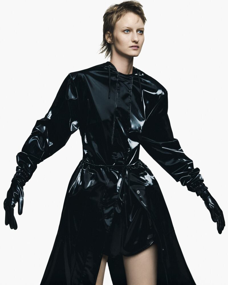 Black curve jacket, €110 from Rains