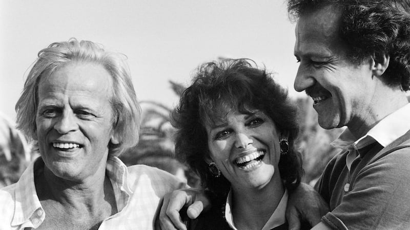 Cardinale with Werner Herzog (right) and Klaus Kinski at Cannes film festival in 1982.