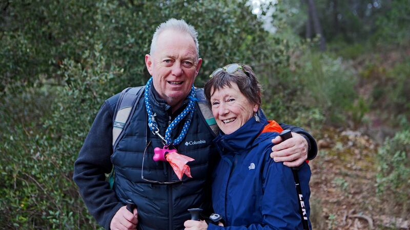 John and Joan Gallagher hiking in the Priorat. Photograph: Ted Cotter