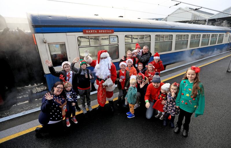 Santa and the passengers  Connolly station before the first Santa Express of the season on Saturday, December 1st Photograph: Donall Farmer/The Irish Times