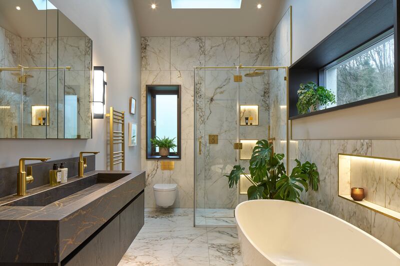 LED lighting was used in all the niches in the bathroom. Photograph: Gareth Byrne