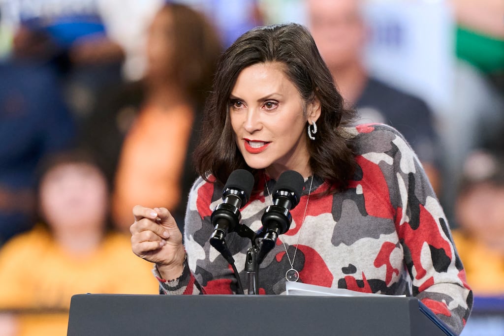 Michigan governor Gretchen Whitmer: It was her idea to organise a tri-state tour Wisconsin, Michigan and Pennsylvania. Photograph: Geoff Robins/AFP via Getty Images