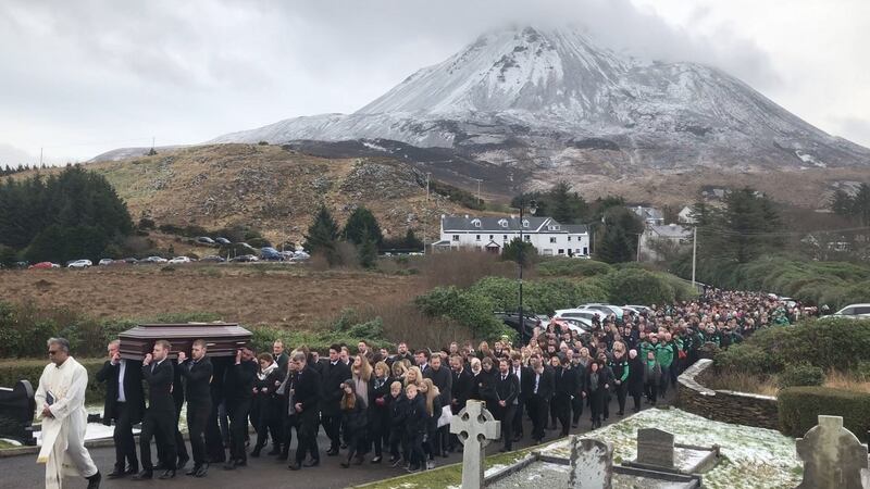 The funeral of Micheal Roarty in Dunlewey, Co Donegal. Photograph: Michael McHugh/PA Wire