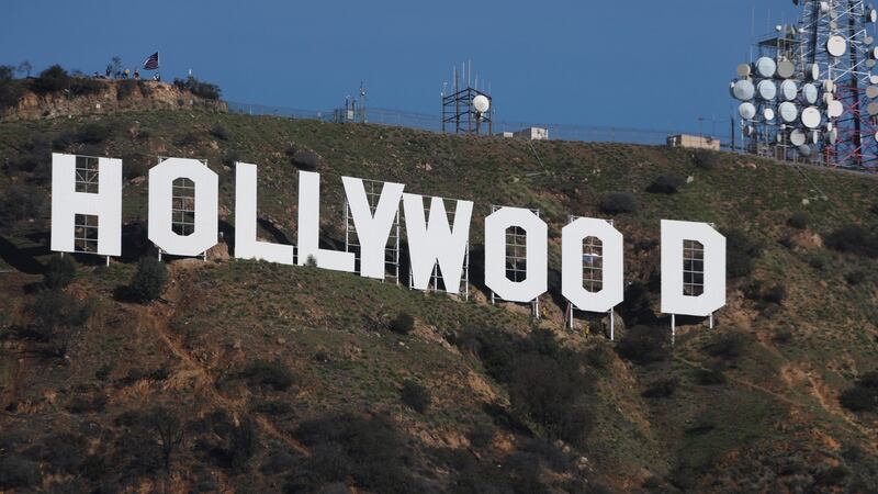 The iconic Hollywood sign is shown after it was fixed. Photograph:  Mike Nelson/EPA