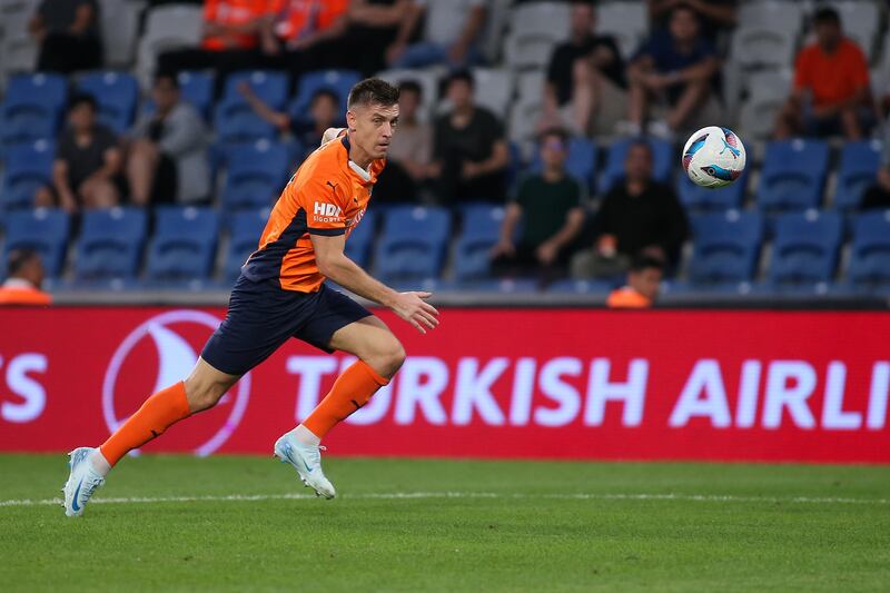 Krzysztof Piatek of Basaksehir controls the ball against St Patrick's Athletic. Photograph: Ahmad Mora/Getty