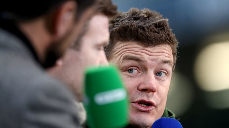 Brian O’Driscoll working for BT Sport at a Champions League game at the Aviva Stadium. Photograph: Dan Sheridan/Inpho