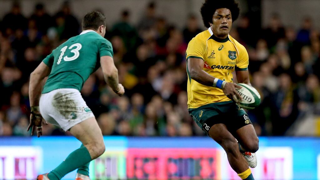 Henry Speight in action for Australia against Ireland in 2014. Photograph: James Crombie/Inpho