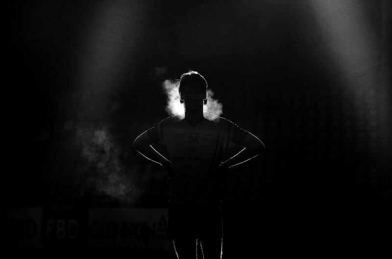 A player about to start training in the cold. Photograph: Morgan Treacy/Inpho