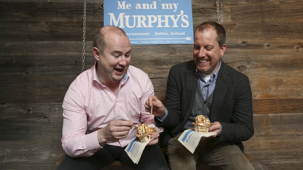 Linked Finance chief executive Niall Dorrian and Murphy’s Ice Cream co-founder Sean Murphy who last year raised €75,000 via the P2P platform