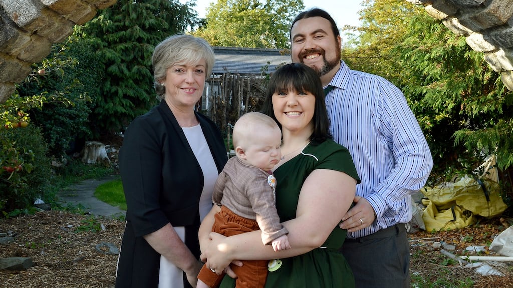 Siobhán Walls with Hannah and Dan Boylan at a naming ceremony for their baby, Hunter