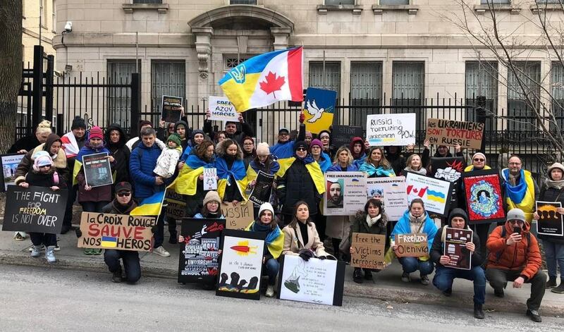 Relatives of Ukrainian prisoners of war who survived an explosion at the Russian-controlled Olenivka prison in May 2022, which killed more than 50 Ukrainian servicemen and injured more than 100, hold protests in Kyiv to urge the Ukrainian authorities to secure their release and return home. Photograph courtesy of Anna Lobova