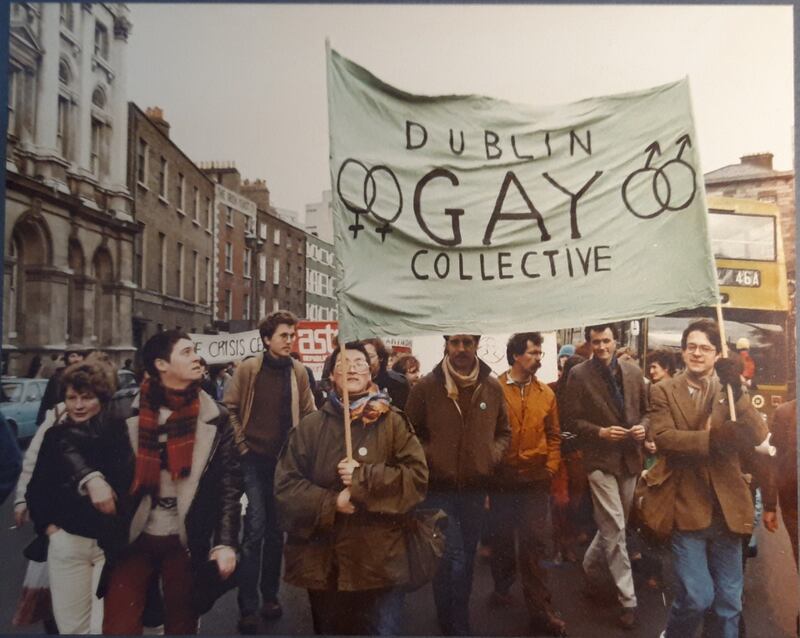 Dublin Gay Collective at a demonstration against the 8th amendment, 1982. Photograph: Cathal Kerrigan