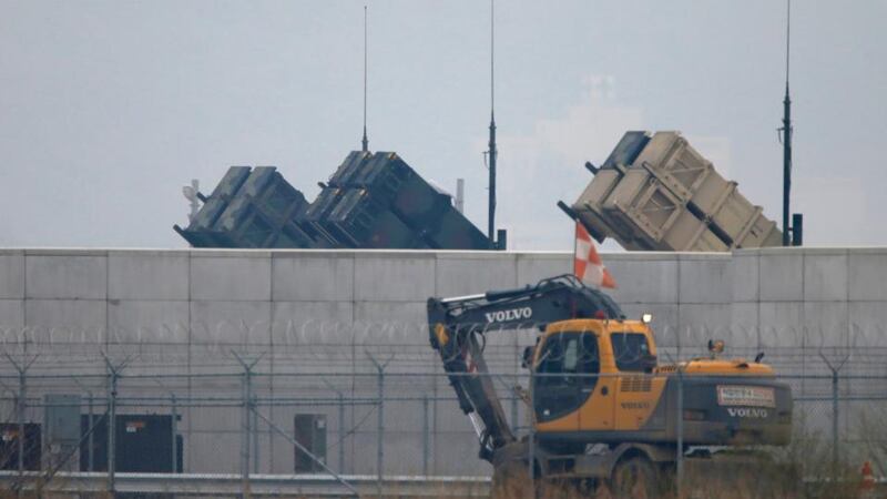US army Patriot missile air defence artillery batteries stand ready for operations at the Osan air base south of the South Korean capital Seoul. Photograph: Lee Jae-Won/Reuters