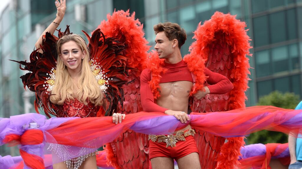 Enjoying the Dublin Pride Parade. Photograph: Dara Mac Dónaill/The Irish Times