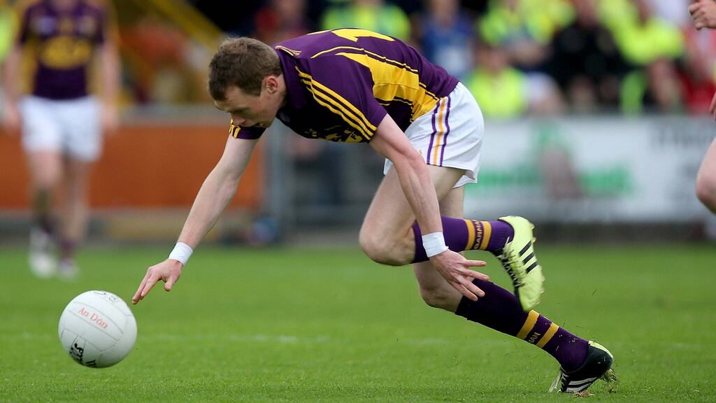 Wexford’s Kevin O’Grady scored the decisive goal in their Allianz NFL Division Four win over Waterford. Photo: Inpho