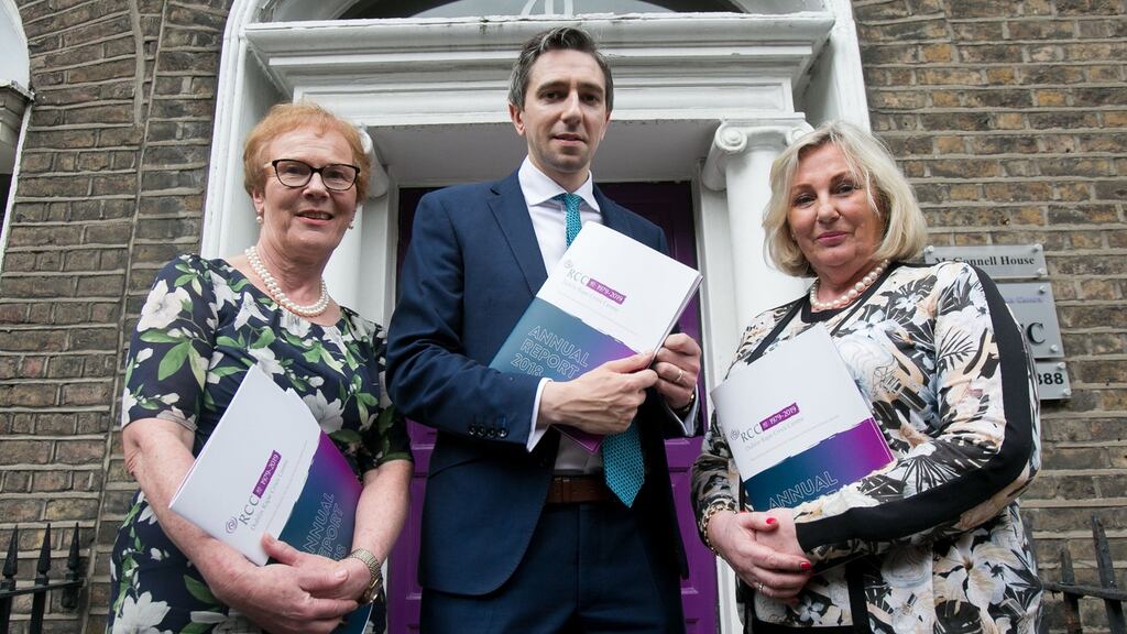 Dublin Rape Crisis Centre chief executive Noeleen Blackwell, Minister for Health Simon Harris and DRCC chairperson Ann Maire Gill at the launch of the centre’s annual Report for 2018. Photograph: Gareth Chaney/Collins