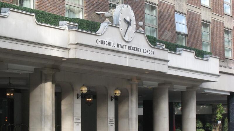 The Churchill Hyatt Regency hotel in Portman Square, central London. Up to 500 guests had to leave the hotel last night after a gas explosion.