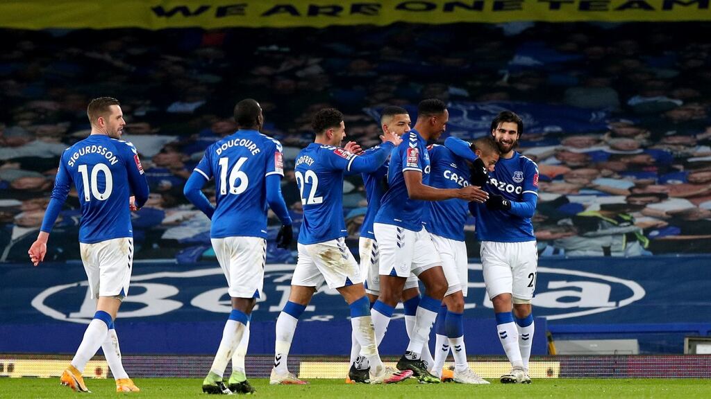Everton’s Richarlison after scoring his side’s second goal against Sheffield Wednesday. Photograph: PA