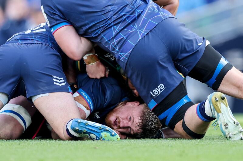 Joe McCarthy feeling the pressure during the defeat to Northampton at the Aviva Stadium. Photograph: Billy Stickland/Inpho