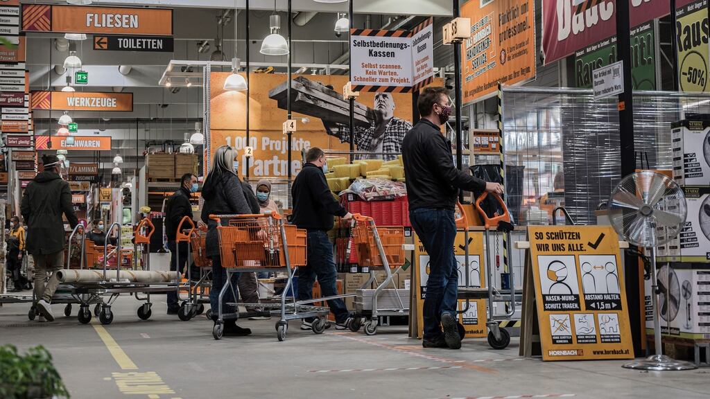 Revolut’s data shows hardware spending, adjusted for user growth, was up 91 per cent on its platform while garden centre spending rose 102 per cent. Photograph: EPA/Christian Bruna