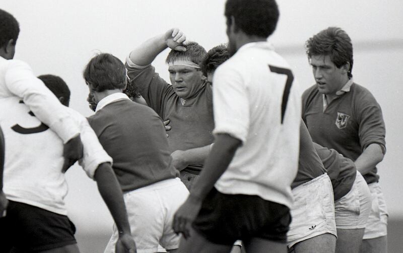 Ciarán Fitzgerald and Noel Mannion for Ireland against Fiji in 1985. Photograph: Billy Stickland/Inpho