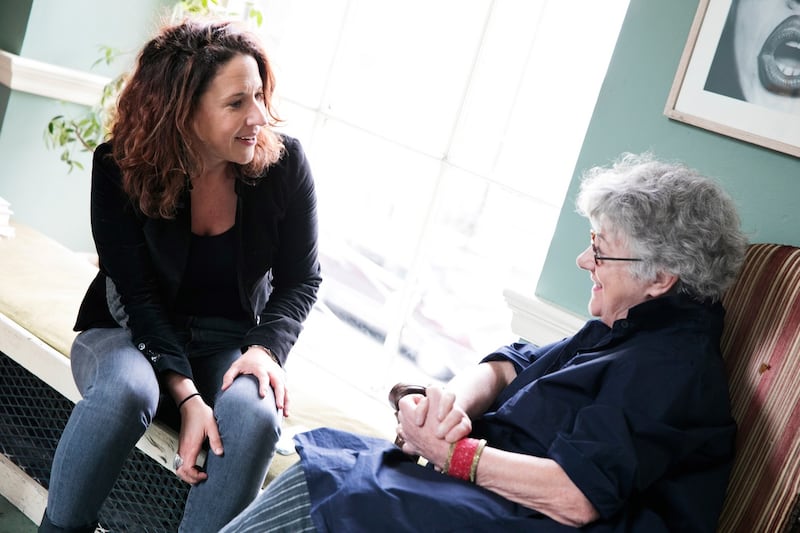 Gate’s new season: Selina Cartmell with Garry Hynes of Druid, who is directing Jane Brennan and Marty Rea in a coproduction of Nancy Harris’s new play, The Beacon. Photograph: Ailbhe O’Donnell