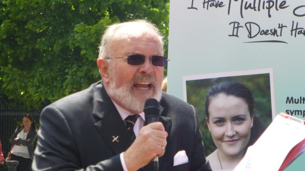 Senator David Norris speaking at an event to mark World MS Day today.
