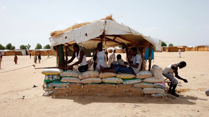 CJTF militia members in a shed protected with sandbags at a camp for internally displaced persons (IDPs) in the city of Maiduguri, northern Nigeria, June 6th, 2017. File photograph: Akintunde Akinleye/Reuters