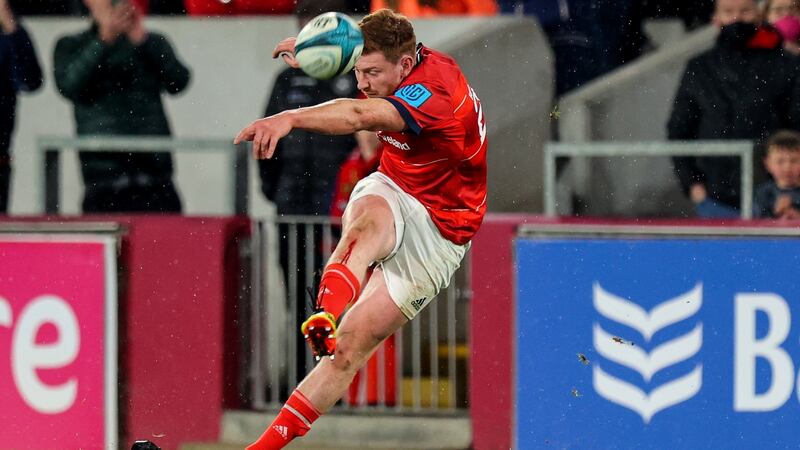Ben Healy: he deserves a shot in the 10 jersey for a fully-loaded Munster team. Johann van Graan needs to back Healy in the short term and reverse his role with Carbery. Photograph: Ryan Byrne/Inpho