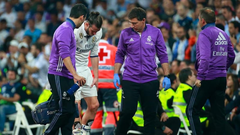 Bale comes off injured during Real Madrid’s loss to Barcelona in April. Photo: Getty Images