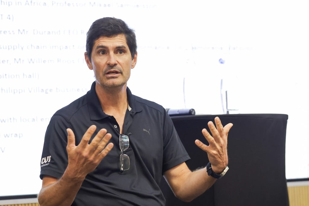 CEO of Outsurance Willem Roos speaking at the EY Entrepreneur of the Year CEO retreat in Cape Town, South Africa. Photograph: Naoise Culhane