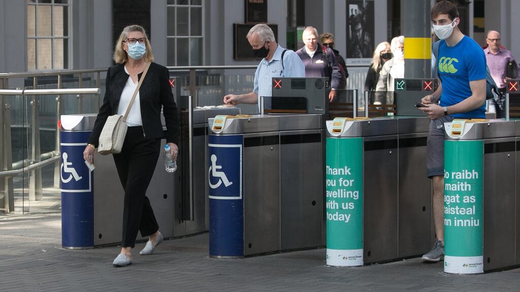 Face coverings will be mandatory on public transport from Monday. Photograph: Gareth Chaney/Collins