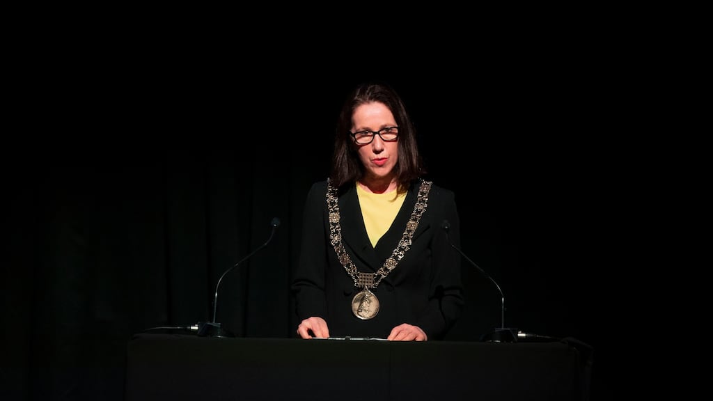 Lord Mayor of Dublin, Alison Gilliland, pictured at the National Holocaust Memorial Day Commemoration Service which she said was a reminder of the collective responsibility to reject hate speech. Photograph: Tom Honan for The Irish Times.