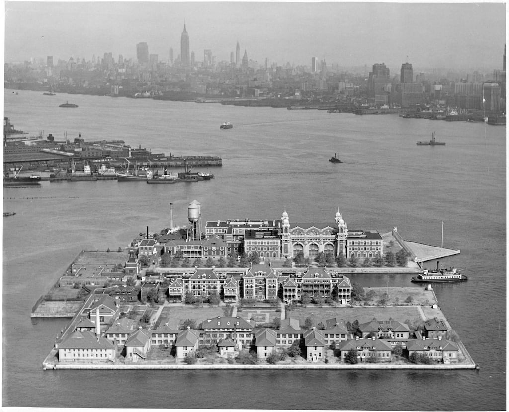Ellis Island, in Upper New York Bay, was the gateway for millions of immigrants to the United States. Demographers highlight that in the 21-year period 1850 to 1870, emigration from Ireland was more than two and a half million people. There were further periods of emigration, especially in the 1980s (71,000 emigrated in 1989). Photograph by Flying Camera/Archive Photos/Getty Images