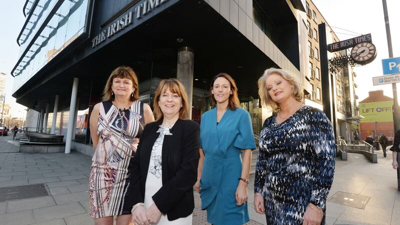 From left are Prof Denise Rousseau, director for evidence based management at Carnegie Mellon University; Stephanie Manahan, chief executive at Central Remedial Clinic; Caitriona Lannen, head of Irish Times Jobs, and Dr Melrona Kirrane, lecturer in organisational psychology at DCU, at the Women in Leadership: Making Good Decisions inaugural breakfast at The Irish Times. Photograph: Alan Betson/The Irish Times