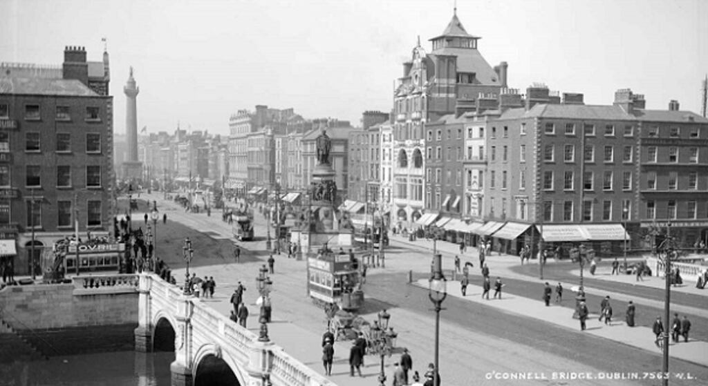 O’Connell Bridge, Dublin in 1905: the first episode of Three Castles Burning explores the Bachelor’s Walk massacre of 1914. Photograph: Courtesy of The National Library of Ireland