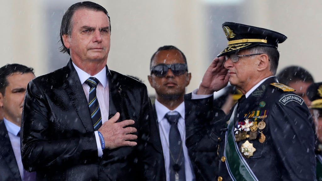 Brazilian president Jair Bolsonaro and army commander Edson Pujol: the head of the army has a notoriously frosty relationship with the president. Photograph: Getty Images