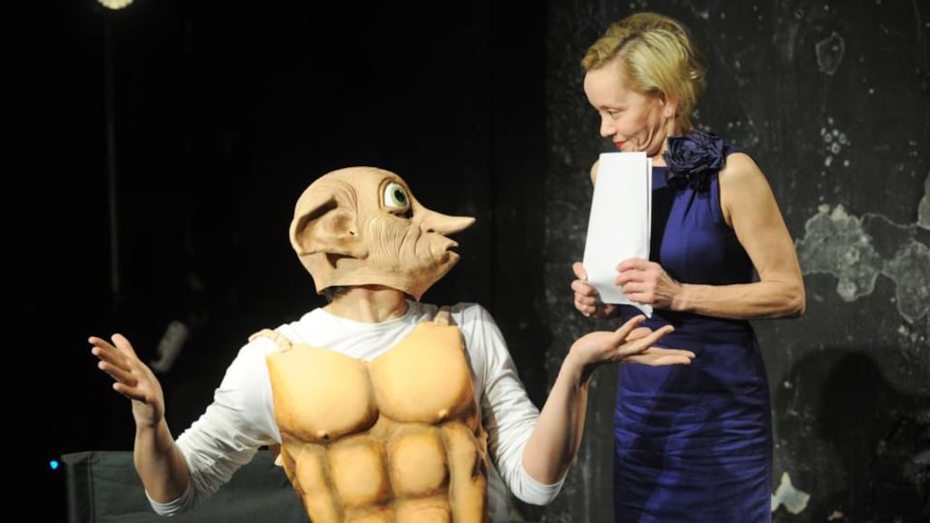 Actors Sergei Epishev and Evdokia Germanova performing ‘Berlusputin’ at Teatr.Doc in 2011. Photograph: Natalia Kolesnikova/AFP/Getty
