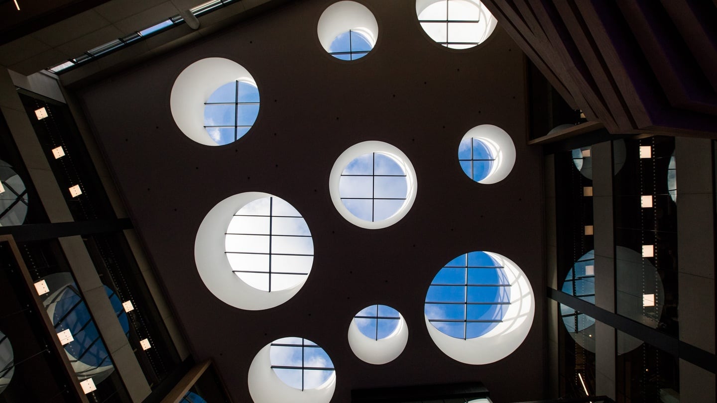 Rainwater collected from the roof is used throughout the building