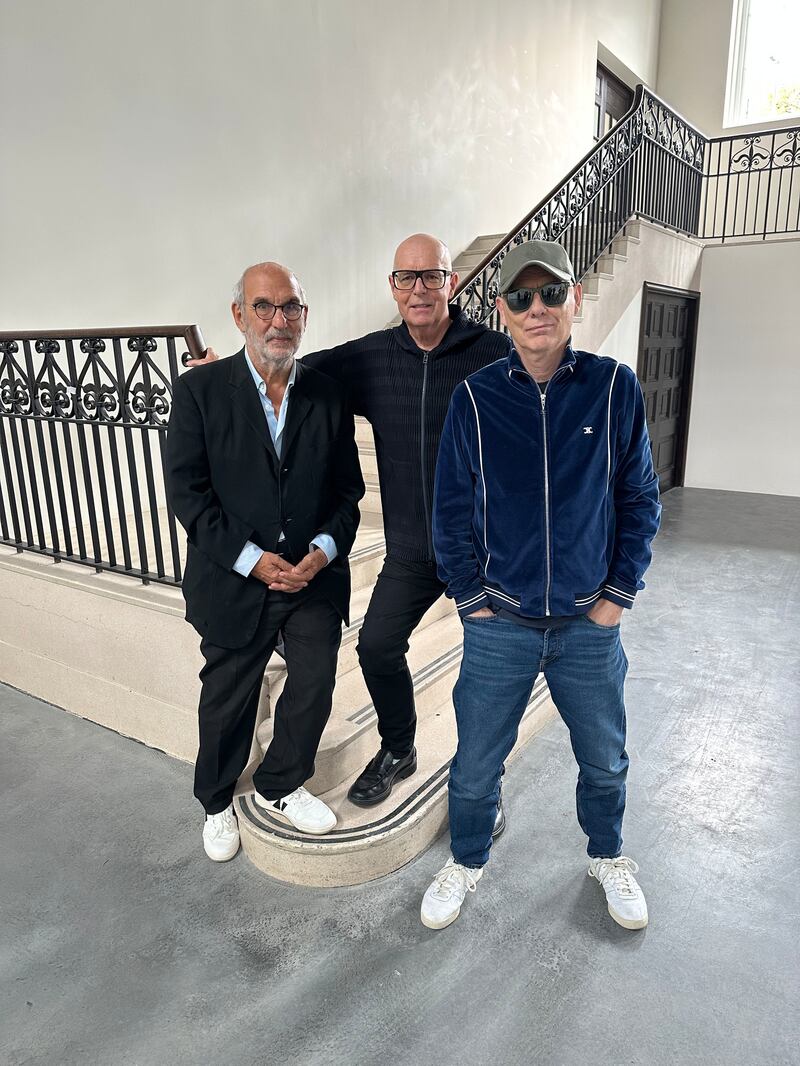 Alan Yentob with Pet Shop Boys Neil Tennant and Chris Lowe. Photograph: Tanya Hudson/BBC Studios