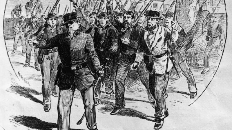 Fenians take possession of St Armand in Canada during the Fenian Invasions, June 1866. Photograph: Hulton Archive/Getty Images