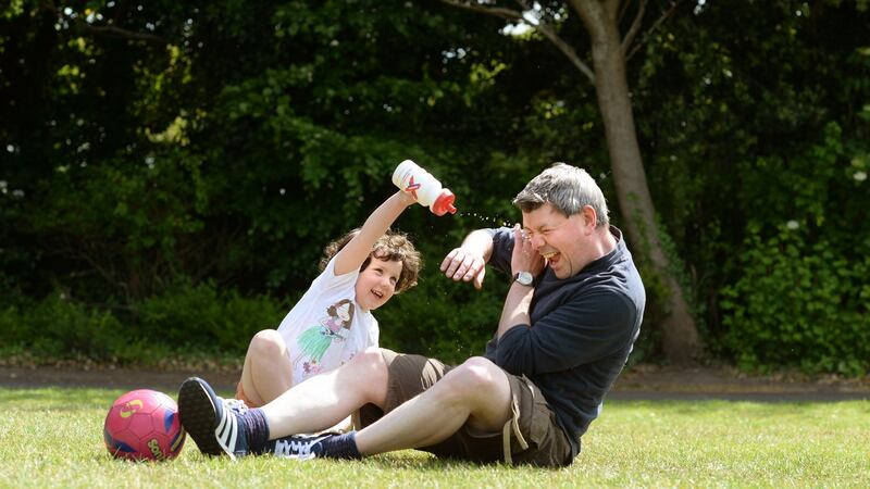 Malachy Clerkin with his daughter Cara in Dublin. Photograph: Dara Mac Dónaill